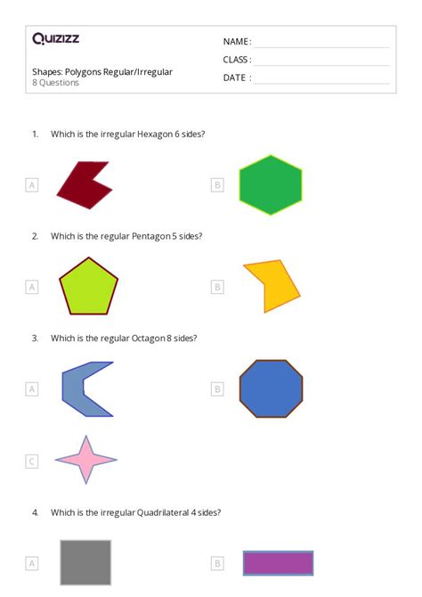 50 Regular And Irregular Polygons Worksheets For 12th Year On Quizizz