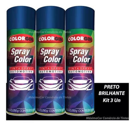 Kit Tinta Spray Automotivo Preto Brilhante Colorgin