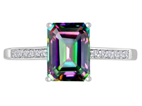 Star K 8x6mm Rainbow Mystic Topaz Solitaire Engagement Ring 310241