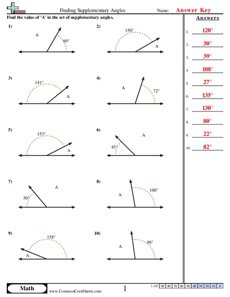 Finding Supplementary Angles Worksheet Download - Worksheets Library