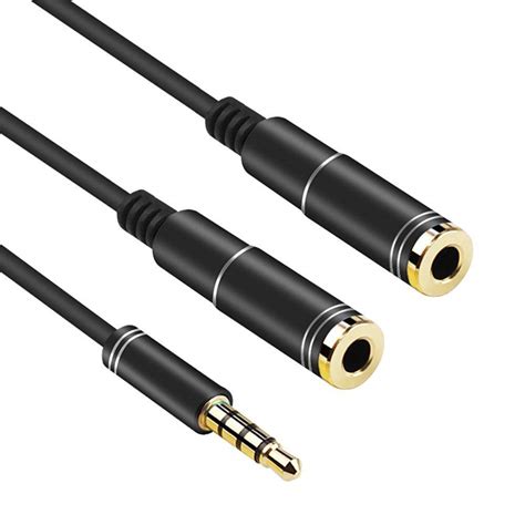 NISUN 3.5mm Stereo Jack 1 Male to 2 Female Headphone Audio Y Splitter Cable (Black, 30CM) – Nisun