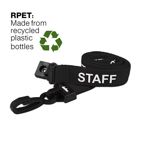 Recycled Staff Lanyards With Plastic J Clip Pack Of Black