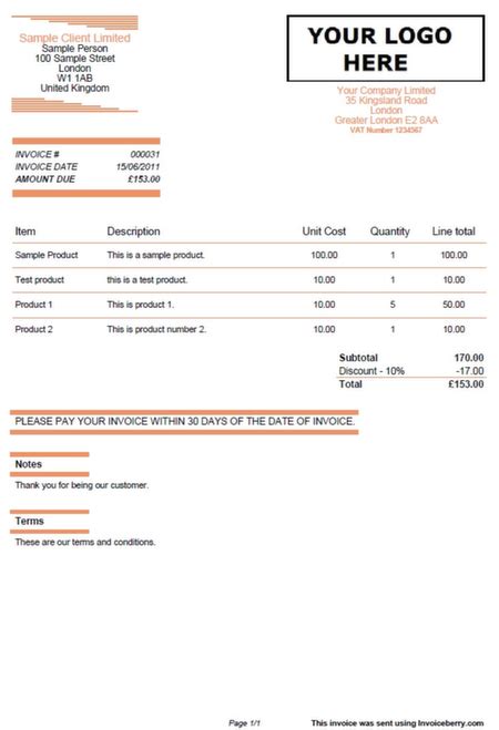 Sample Invoices Created With Our Online Invoicing Software Invoiceberry