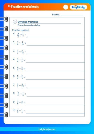 Free Printable 6th Grade Fraction Worksheets [pdfs] Brighterly