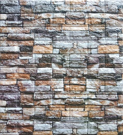 Multicolored Faux Bricks Stones D Wall Panel Peel And Stick Wall