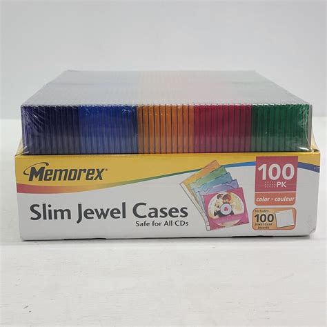 Memorex CD Slim Jewel Cases 100 Pack Multi Color DVD Disc Storage