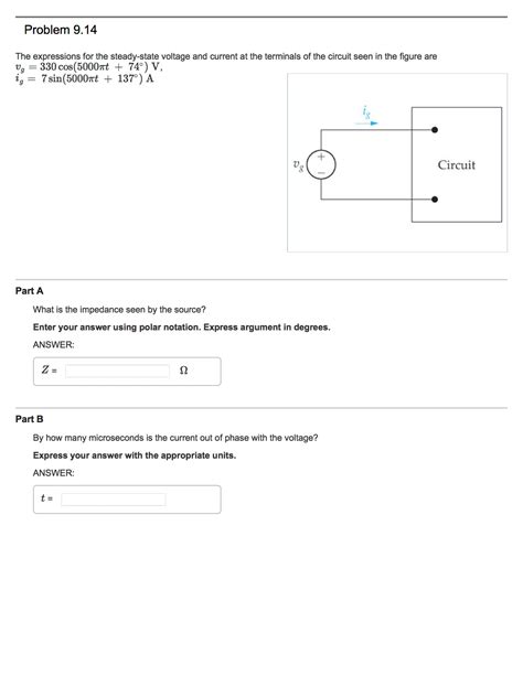 Solved The Expressions For The Steady State Voltage And Chegg