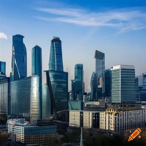 A city skyline that blends moscow international business center and ...