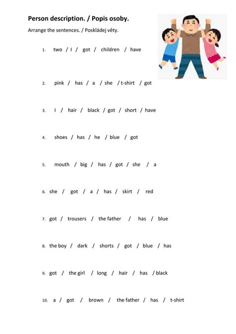 People S Description Arrange Sentences Worksheet Jumbled Words