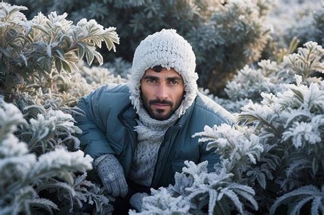Premium Ai Image Handsome Man In Snow Storm