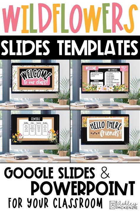 Editable Slide Templates In A Wildflowers Theme Are Shown On Classroom