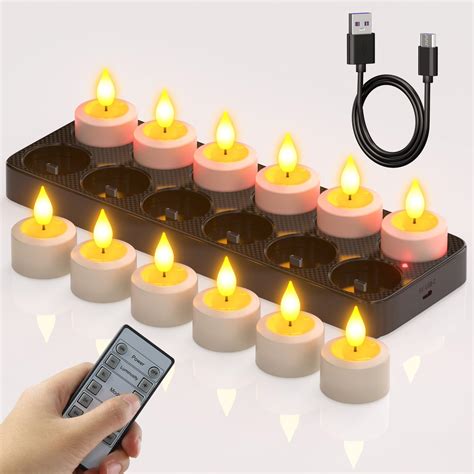 Soulbay Rechargeable Tea Lights 12pcs Battery Led Flameless Tealight Candles With Remote