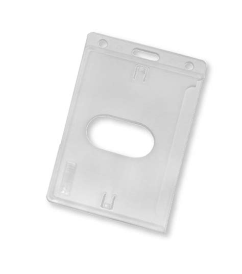 Clear Hard Plastic Rigid Id Card Badge Holder Vertical With Thumb Slots By Ondepot Etsy