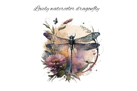 Watercolor Dragonfly with Flowers Graphic by Alchemy Designs · Creative ...