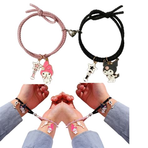 Unids Set Pulsera Pareja Magn Tica Kuromi Melody Best Friends Amistad