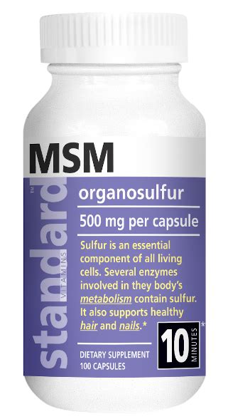 Standard Vitamins, MSM 500mg 100 caps