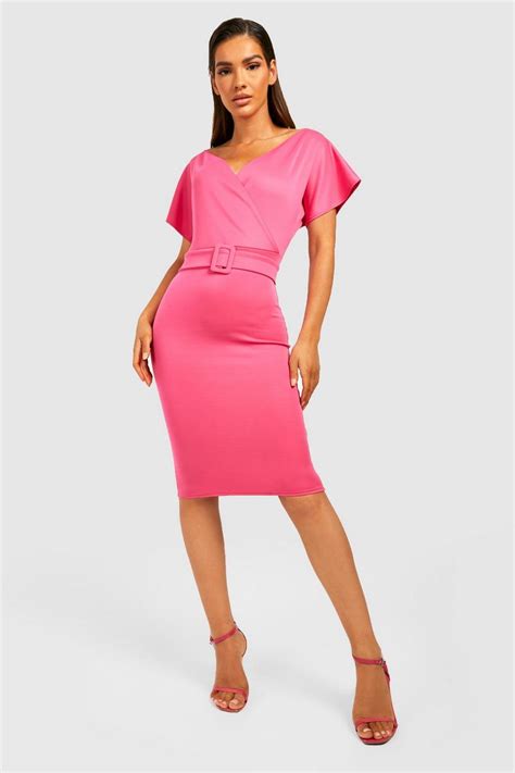 Wrap Belted Midi Dress Boohoo Uk