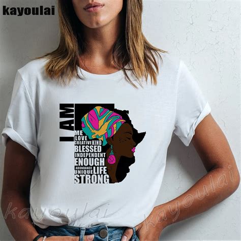 Im Dripping Melanin Graphic T Shirts Women Afro Black Girl Shirt Black