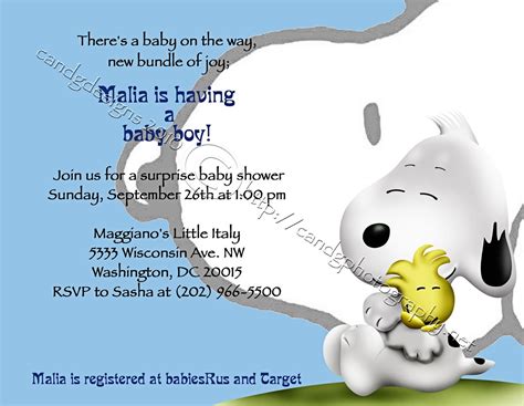 Printable Diy Custom Snoopy Baby Shower Invitations Boy Or Girl