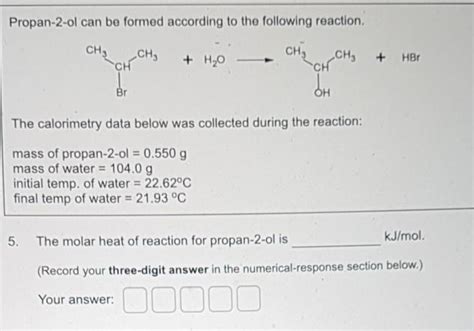 Solved Propan 2 Ol Can Be Formed According To The Following Chegg