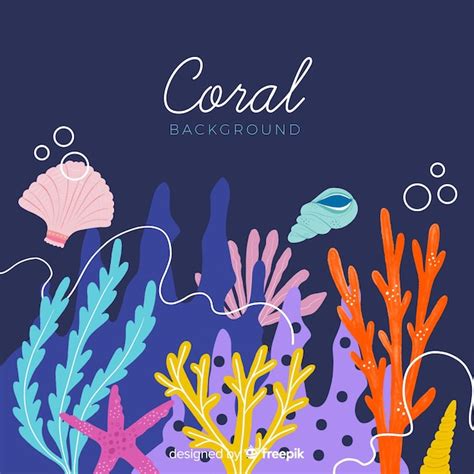 Fondo Coral Dibujado A Mano Vector Gratis