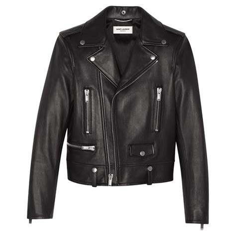 Saint Laurent Mens Classic Black Leather Motorcycle Biker Jacket Size 52 For Sale At 1stdibs