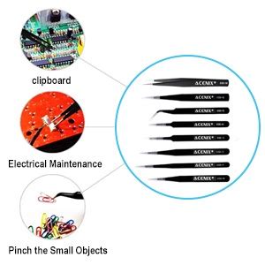 Acenix Pcs Professional Esd Anti Static Stainless Steel Tweezers