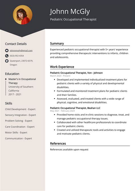 Pediatric Occupational Therapist CV Examples (Template & 20+ Tips)