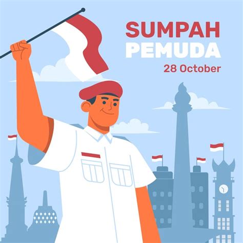 Premium Vector Flat Illustration For Indonesian Sumpah Pemuda Celebration