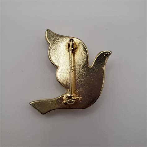 Mother Of Pearl Dove Brooch Gold Tone Accents Peace Love The Holy