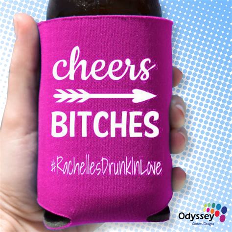 Cheers Pink Custom Bachelorette Party Koozies By Odyssey Custom Designs Custom Bachelorette