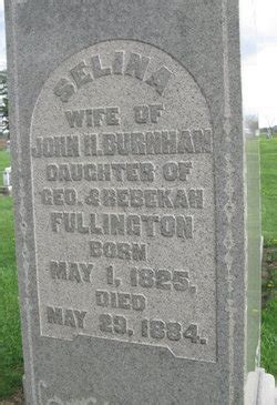 Selina Fullington Burnham 1825 1884 Mémorial Find a Grave