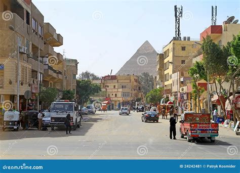 Streets Of Cairo With Great Pyramids Of Giza Editorial Photo - Image: 24242481