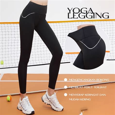 Jual DIQIAN Legging Celana Olahraga Wanita High Waist Polos Yoga