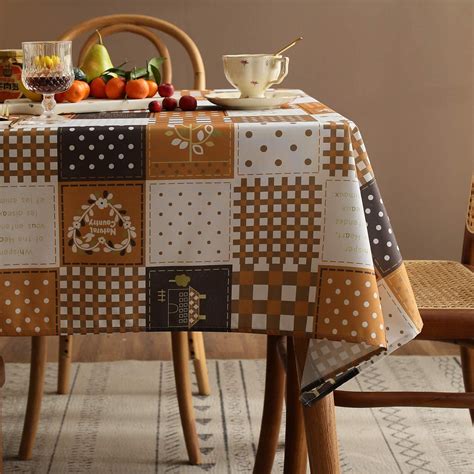 Aoselan Country Plaid Tablecloth Farm House Dots Pattern Table Cloth