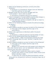 RELIGION MILESTONE 1 Review Docx 1 Which Of The Following Sentences