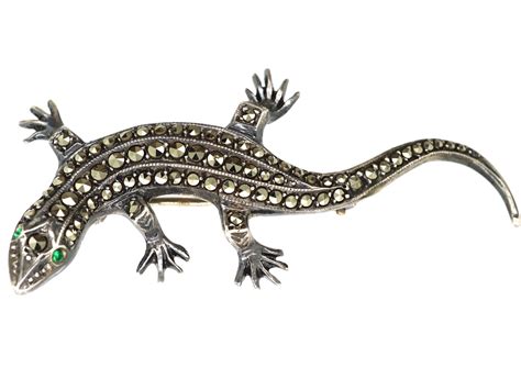 Art Deco Silver Marcasite Lizard Brooch 90M The Antique Jewellery