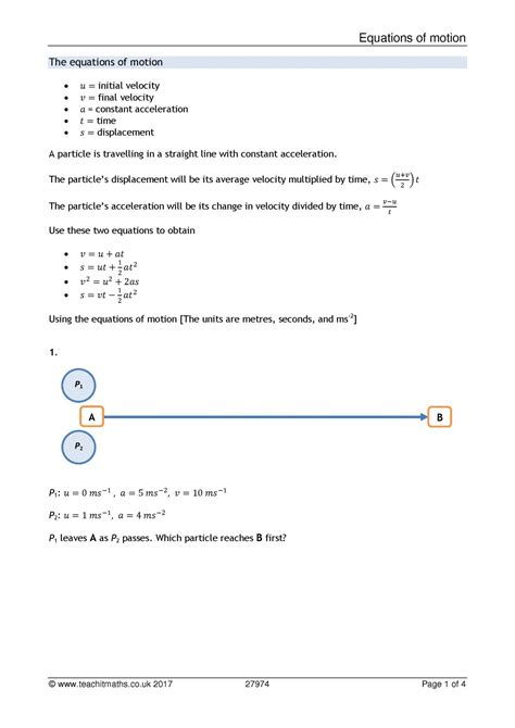 Equations Of Motion Suvat A Level Maths Teachit