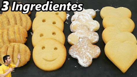 Galletas 3 Ingredientes Muy RÁpidas Y FÁciles 😍🍪😋 4 Decoraciones Sin Huevo😍😍 Golosolandia