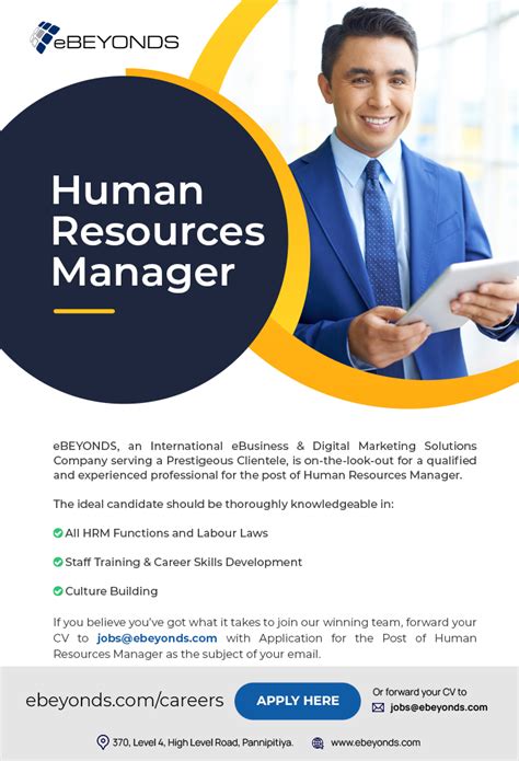 Vacancies In Human Resource Manager Ebeyonds Your Partner In