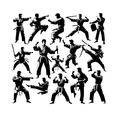 Premium Vector Vector Martial Art Or Karate Silhouettes Vector Illustration