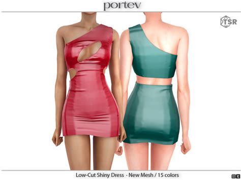 The Sims Resource Low Cut Shiny Dress