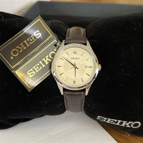 Seiko Quartz Essentials Brown Leather Womens Watch Sur427 Msrp 210