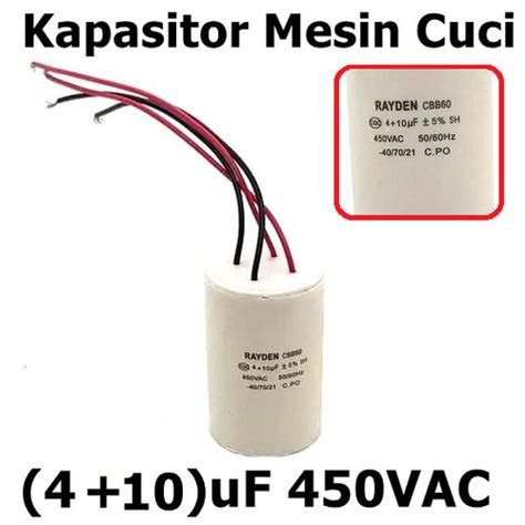 Jual Kapasitor Mesin Cuci 4 10 UF 450 VAC 4 10uF 5 50 60Hz CBB60