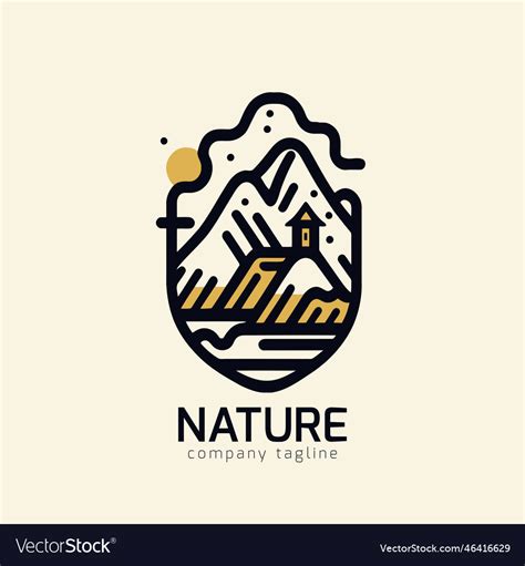 Mountain beach cliff sea logo design template Vector Image