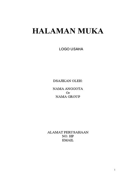 Business Plan Format Pdf Karier And Perkembangan Bisnis