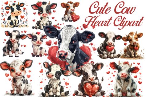 Cute Cow Heart Clipart Graphic By Tshirtado · Creative Fabrica