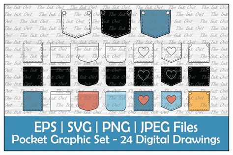 decorative pocket outline silhouette color clipart