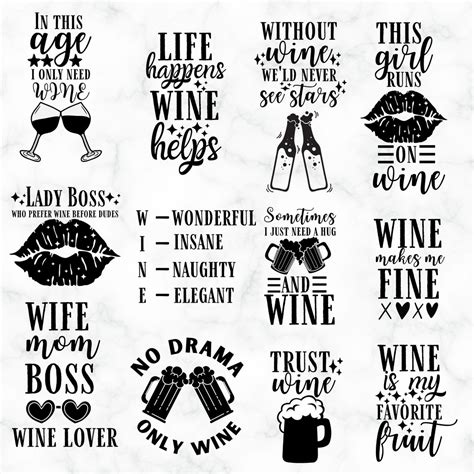 Wine Svg Bundle Wine Svg Alcohol Svg Bundle Wine Quote Svg Wine Cut