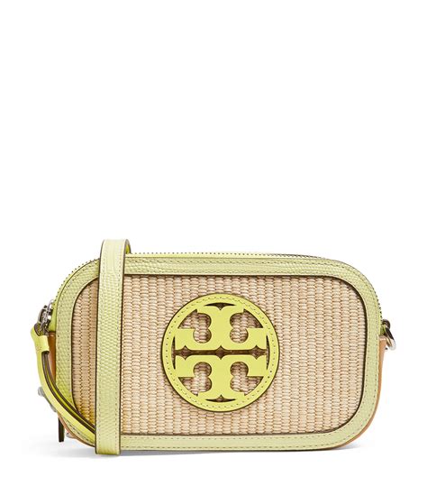 Tory Burch Raffia Mini Miller Cross Body Bag In Metallic Lyst